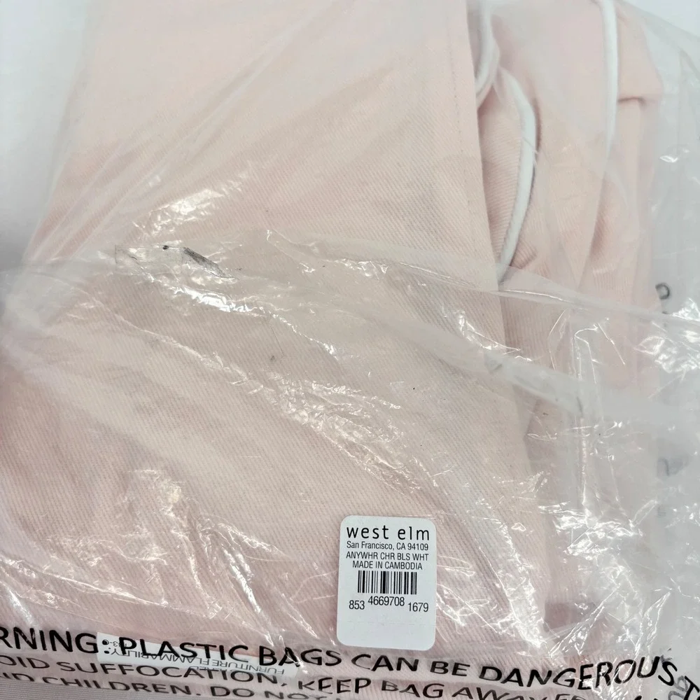 Pottery Barn Kids Regular Anywhere Chair Slipcover Blush Pink White Piping NEW